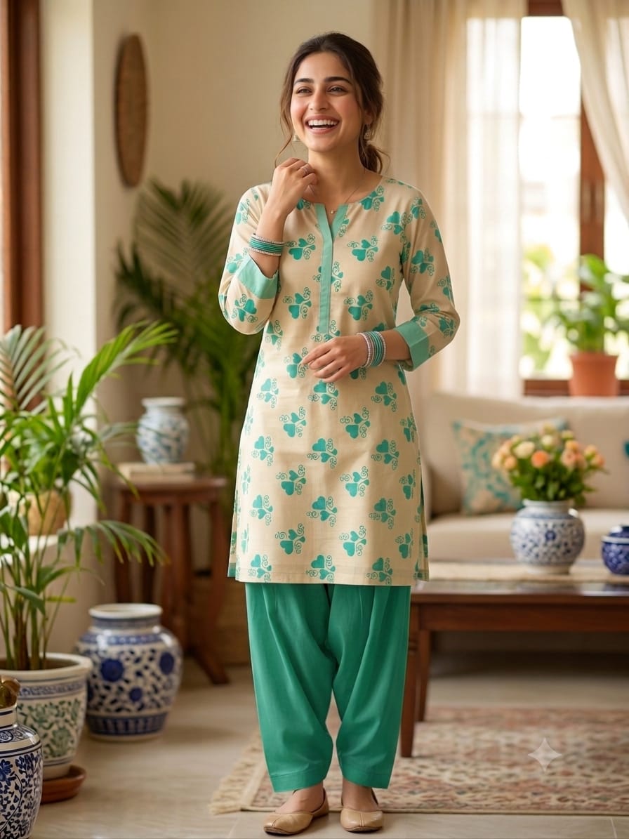 Heart Print Unstitched 2 Piece Suit – Thana Dora Fabric | Casual Summer Wear