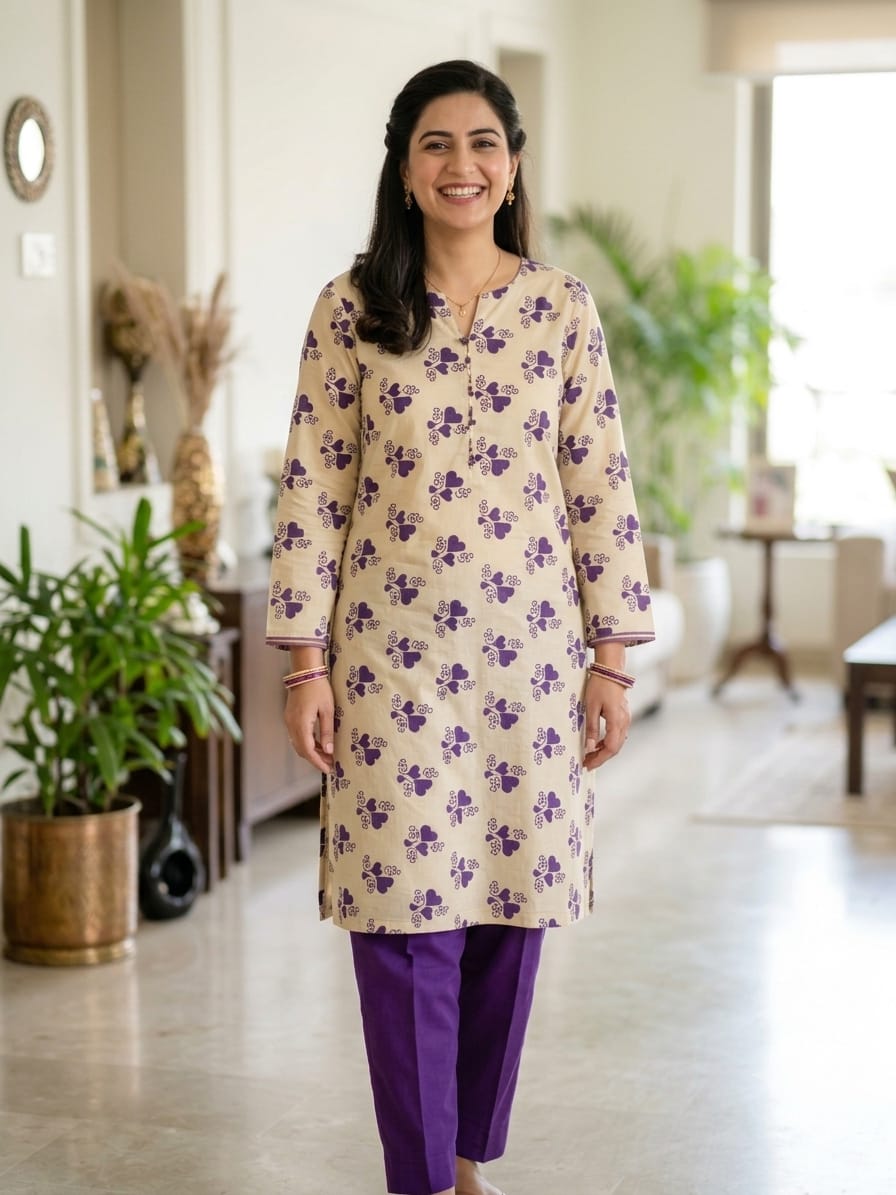 Heart Print Unstitched 2 Piece Suit – Thana Dora Fabric | Casual Summer Wear