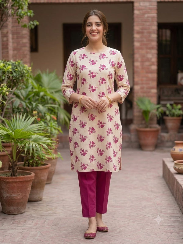 Heart Print Unstitched 2 Piece Suit – Thana Dora Fabric | Casual Summer Wear