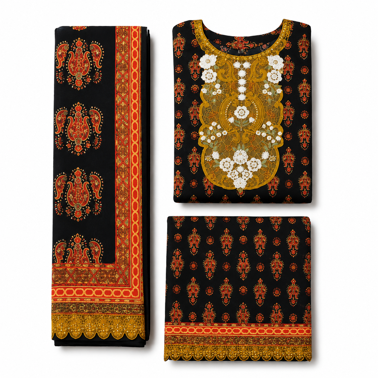 Elegant Printed Lawn 3 Piece Suit with Patchwork | Summer Collection