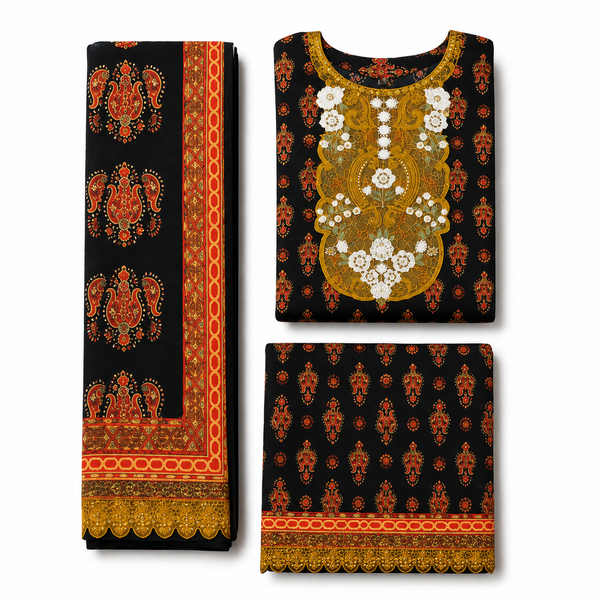 Elegant Printed Lawn 3 Piece Suit with Patchwork | Summer Collection