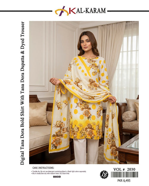 Digital Tana Dora Printed 3-Piece Suit – Premium Collection